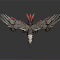 Mechanical Eagle Character Design With Metallic Wings And Red Accents