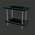 Modern Two Tiered Black Storage Shelf With White Pillars On Gray Background 3d model