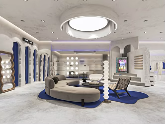Modern Clothing Store Clothing Shelf Women's Clothing Store Cashier Shaped Showcase Clothes Fitting Mirror Nakajima Booth 3d model