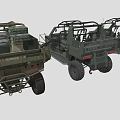 Military Utility Vehicles With Open Structure Off Road Tires And Mounted Machine Gun