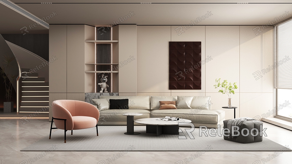 Modern Living Room Simple Living Room Background Wall Sofa Combination model