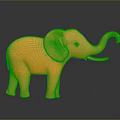 Golden Elephant Sculpture with Metallic Texture Shiny Surface Standing Pose and Reflection