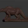 Realistic Brown Dinosaur Sculpture Model With Detailed Textured Body And Base