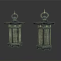 Traditional Black Lanterns With Classic Ring Top Square Base And Grid Design