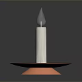 Decorative White Candle On Round Copper Tray For Home Decoration And Use