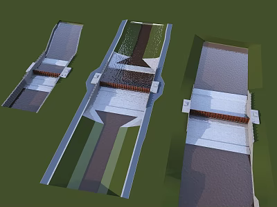 modern sluice gate dam river sluice dam 3d model