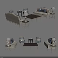 Elegant Sofa Coffee Table Set With Decorative Pillows Side Tables And Lamps 3d model