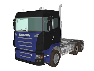 SCANIA Black And Blue Truck Cab Chassis With Modern Design And Wheels 3d model