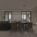Modern Living Dining Room Interior Design With Open Concept Sofa Coffee Table And TV Wall