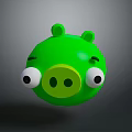 Green Pig 3D Model Character With Big Eyes And Round Green Nose