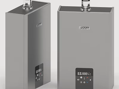Rinnai Silver Water Heaters With Modern Design And Digital Display Panel 3d model