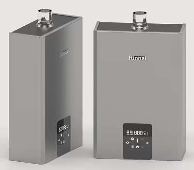Rinnai Silver Water Heaters With Modern Design And Digital Display Panel 3d model
