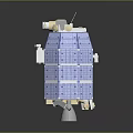 Detailed Blue Modular Spacecraft Model With Antenna And Thruster Components 3d model