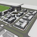 Modern Industrial Factory Park Featuring Multiple Buildings Green Areas And Planned Layout