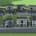 Traditional Chinese Village Houses Featuring Hinged Doors On Green Hillside