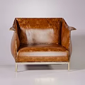 Brown Leather Armchair Featuring Modern Design And Metal Legs For Stylish Living Room Interior
