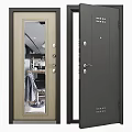 Swing Door With Glass Panel Dark Finish Multiple Locks And Door Handle For Home Interior