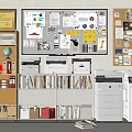 File Cabinet File Cabinet Printer Copier Notes Sticker Photo Wall 3d model