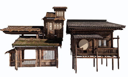 Chinese Ancient Wooden House Architectural Art Commercial Wooden Building 3d model