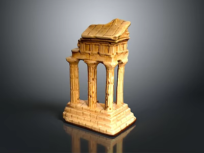 Ancient Style Classical Architecture Model With Columns Detailed Roof And Stone Base 3d model