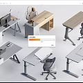 Modern Desk Designs With Adjustable Heights Ergonomic Chairs And Storage Features 3d model
