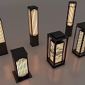 Modern Stylish Outdoor Lights With Black Frame And White Shade For Garden Decor