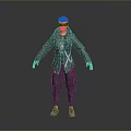 Tactical Character In Black Uniform With White Hat And Red Goggles