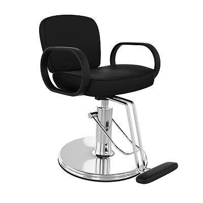 Medical Equipment Comfortable Black Upholstered Adjustable Chair with Chrome Metal Base and Armrests 3d model