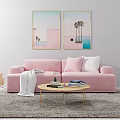 Nordic Double Sofa Candy Sofa Coffee Table 3d model