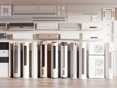 Various Styles of Air Conditioners and Fans for Home Living Space 3d model