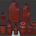 Various Food Condiments Including Mustard Soy Sauce Ketchup Hot Sauce Salt And Cheese Jars