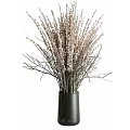 Minimalist Modern Black Vase With Dried Branches And Pink Small Flowers Decor