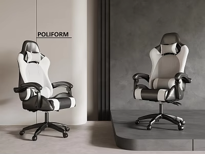 POLIFORM Modern Office Chairs With Black And White Leather Design In Minimalist Interior 3d model