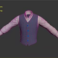 Stylish Blue Vest Paired With White Long Sleeve Shirt For Casual Outfit