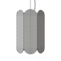 Modern Three Blue Long Panel Chandeliers With White Patterns Central Larger Side Smaller 3d model