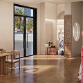 Elegant Traditional Chinese Clothing Store With Qipao Models Wooden Curved Interior Design