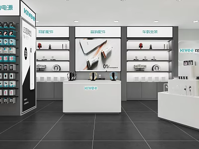 Vivo Retail Store Interior With Electronics Display Smartphones Headphones Showcase And Counter 3d model