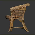 Handwoven Vintage Wicker Armchair with Soft Cushioned Seat and Backrest