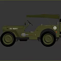 Green US Military Jeep With Canvas Top Brown Seats And Star Logo