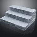 Gray Stone Stairs With Three Steps On Black Background And Reflection