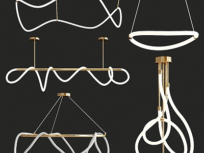 Modern Chandelier Glory Hanging Golden Round Linear 3d model