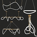 Modern Chandelier Glory Hanging Golden Round Linear 3d model