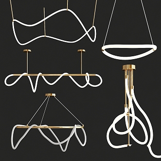 Modern Chandelier Glory Hanging Golden Round Linear 3d model