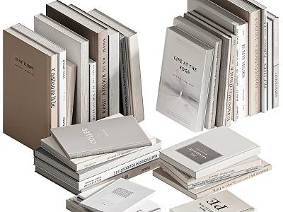 Stacked Modern Books And Magazines With Minimalist Covers And Assorted Sizes 3d model