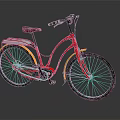 Classic Red Bicycle Featuring Brown Seat Yellow Fenders And Black Wheels