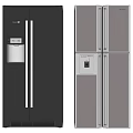 Modern Side by Side French Door Refrigerators With Water Dispenser Digital Display Black Silver Design