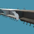 Decorative Ornament Combination with Wooden Wall Mounted Shelves in Multiple Colors and Hooks