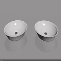 White Oval Bathroom Sinks On Gray Surface With Reflection And Modern Design 3d model