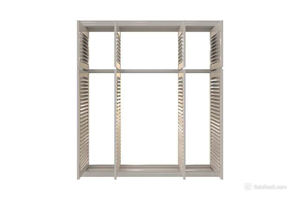 White Window Shutters With Louvered Design For Modern Home Interior Decor 3d model 