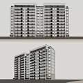 Modern Residential District Simple Multi-storey House 3d model